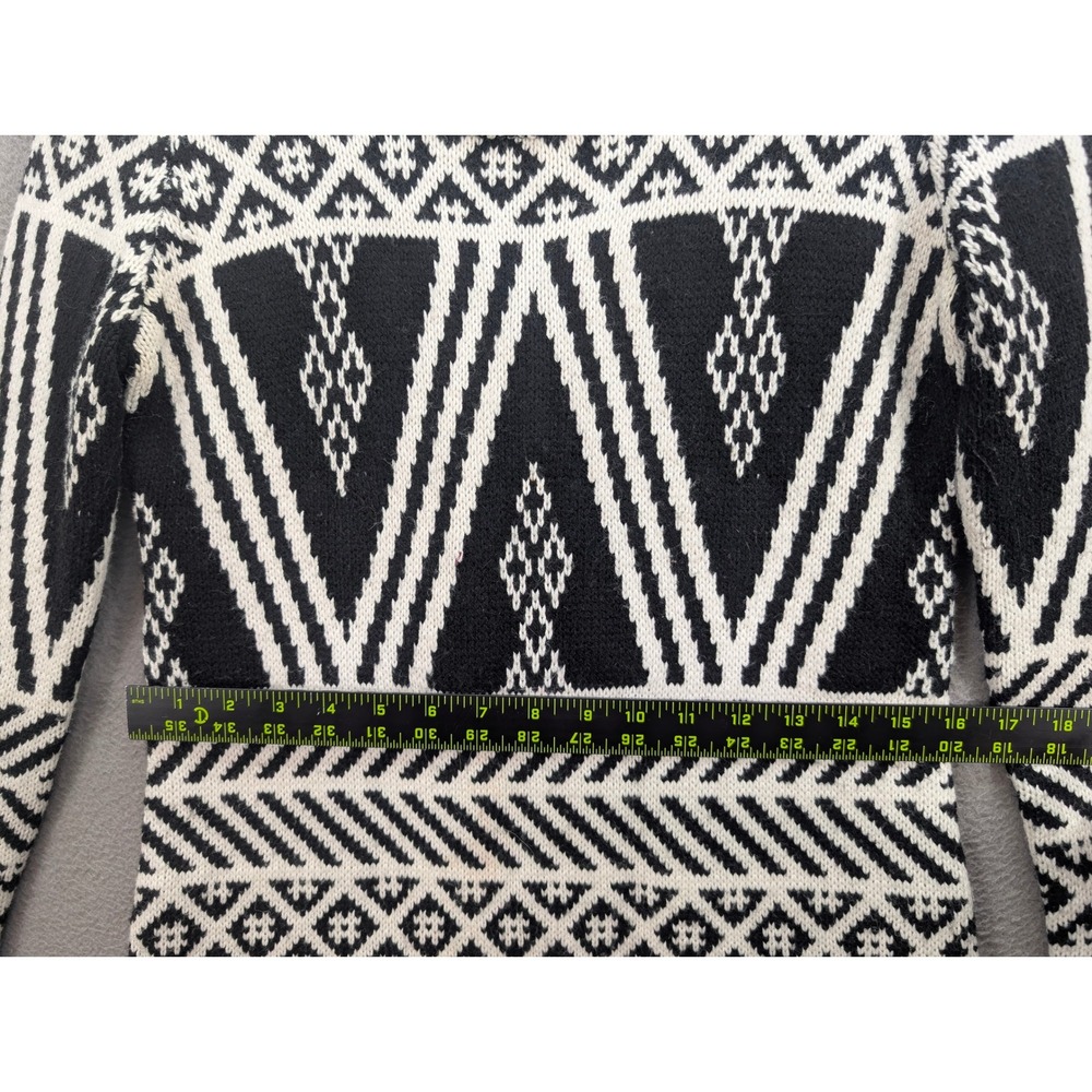 Pink Rose Black White‎ Geometric Tribal Knit Sweater Dress Women's L Long Sleeve - Picture 8 of 12